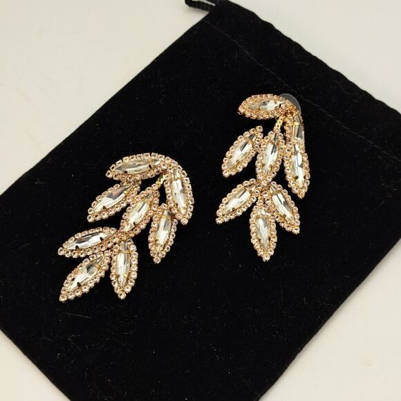EyeCandy Los Angeles Chandelier Pierce Earrings Gold-tone Marquis Rhinestone NWT - Picture 4 of 7